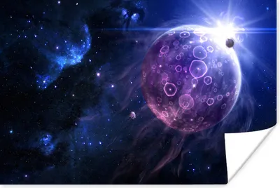 Produktbild von MuchoWow® Poster Planeten - Sterne - Mond 120x80 cm - Bilder