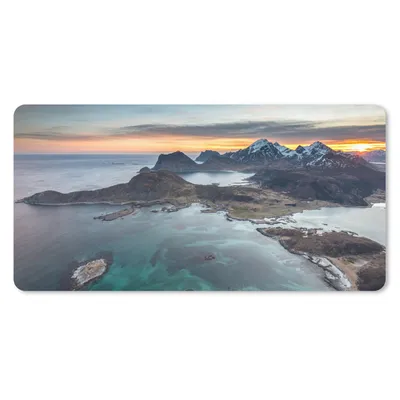 Produktbild von MuchoWow® Mauspad Mousepad Fjorde bei Sonnenaufgang in Norwegen 60x30 cm - Mousepads - Maus Mat - Pad - Mausunterlage - Nachhaltig