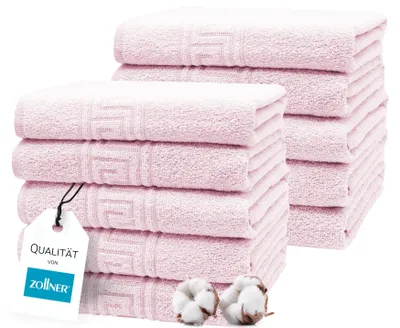 Produktbild von 10er Set Handtücher, 70% Baumwolle, 30% Polyester, 50x100 cm, rosa