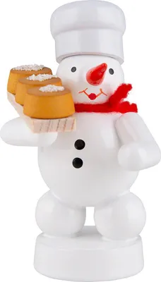 Imagen del producto de Muñeco de nieve panadero con pastel (8 cm) de Zenker Volkskunst