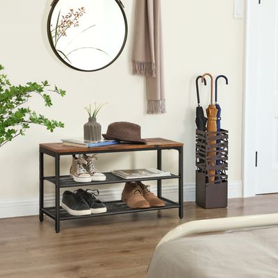 VASAGLE Schuhbank, Sitzbank, 80 x 30 x 44,5 cm, Braun