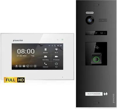 Produktbild von HD Video Türsprechanlage mit Fingerprint und RFID für 1 Familienhaus, 1x Monitor, Balter EVO HD Fingerprint