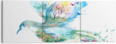Produktbild von Bild auf Leinwand - Leinwandbild - Abstraktion Vogel Natur Bewegung - 150x50cm - Wand Bild - Wanddeko - Leinwanddruck - Bilder - Kunstdruck - Leinwand bilder - Wandkunst - CA150x50-3032