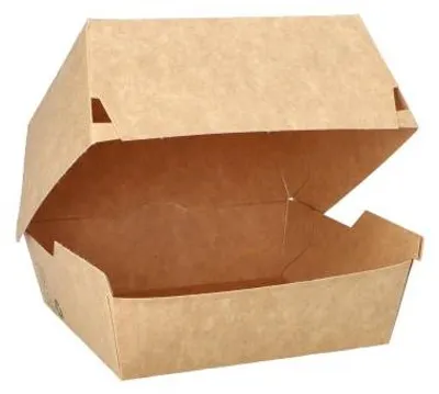 Produktbild von Burgerboxen, Pappe 7 cm x 12,5 cm x 12,5 cm braun "100% Fair" groß