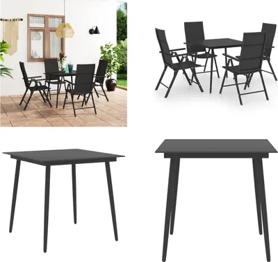 Image de vidaXL 5 pcs. Salon de jardin noir - Salon de jardin - Salons de jardin - Salons de jardin