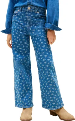 Produktbild von Tommy Hilfiger Mädchen Jeans Hose Wide Leg Flower mit Blumen-Print, Blau (Denim