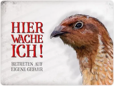 Produktbild von Betreten auf eigene Gefahr - Hier wache ich! Metallschild XXL mit Wachtel Motiv