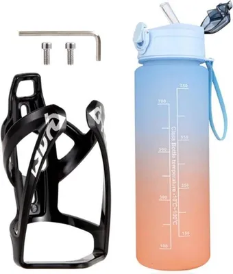 Produktbild von Famanu Flaschenhalter-Set mit 750 ml Sportflasche und Zeitmarkierungen
