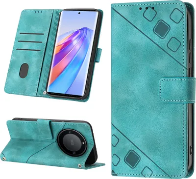 Produktbild von Hülle für Honor X9A /Honor X40 /Magic 5 Lite Prägung Flip Leder Brieftasche Schutzhülle mit Ständer Grün