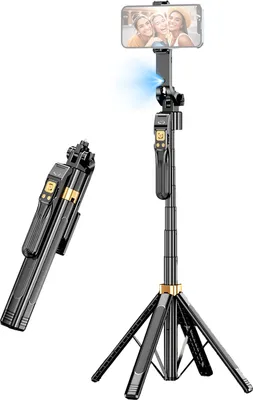 Produktbild von Selfie-Stick-Stativ mit automatischer Gesichtsverfolgung, 180 cm/71 Zoll, ausziehbares Telefonstativ mit 1/4-Zoll-Schraube, Fernausloeser, Gestensteuerung fuer Vlog-Selfie, Live-Streaming, Gruppenfoto-Video