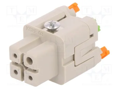 Image de 1 connecteur : HDC femelle, taille 21.21 CKSH 3 PE, broche : 4, 10A, connecteur ILME CKSHF 03