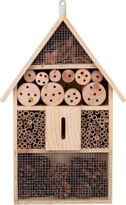 Image de Hôtel pour insectes XXL Nichoir naturel Maison en bois pour insectes volants - abeilles, papillons, coccinelles et autres animaux Environ 48 x 31 x 10 cm