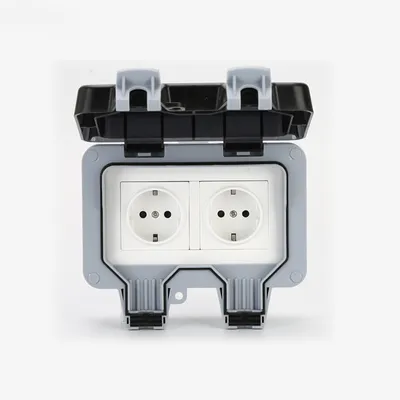 Produktbild von Wasserdichte Steckdose Doppelte Außensteckdose IP66 Wasserdichte Wandsteckdose 16A