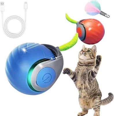 Produktbild von Famanu Spielzeugball Interaktiv mit Plüschschwanz - für Katzen und Hunde