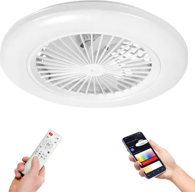Produktbild von Jayseuw RGB Deckenventilator mit LED Beleuchtung und Fernbedienung Ventilator Lüfter Deckenlampe Weiß