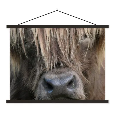Produktbild von MuchoWow® Textilposter Schottischer Highlander - Braun - Nase 120x90 cm mit schwarzem Rahmen - Aufhänger für Poster