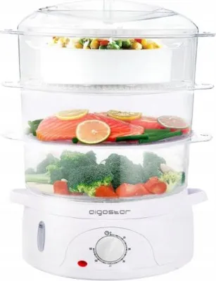 Zdjęcie produktu dla Aigostar Fitfoodie 30CFO parowar 800W, bez BPA, 3 pojemniki, biały