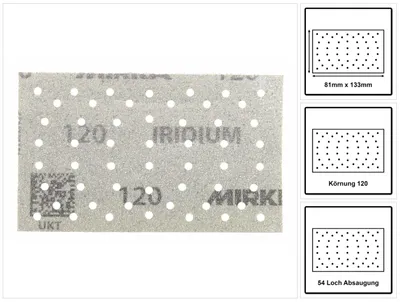 Produktbild von Mirka IRIDIUM Schleifstreifen Grip 81x133mm K120, 100 Stk. ( 246B109912 )