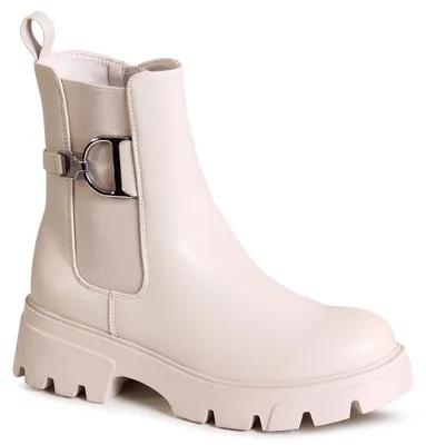 Produktbild von topschuhe24 2890 Damen Plateau Stiefeletten Chelsea Boots, Farbe:Beige, Größe:36 EU
