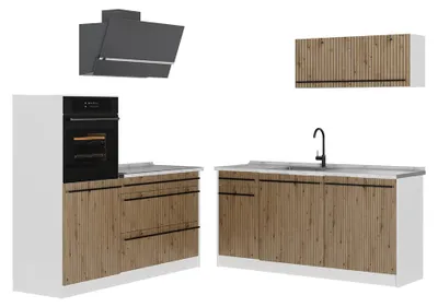 Image de Cuisine Vicco R-Line Chêne Artisan/Blanc 160cm sans plan de travail, Model 66928