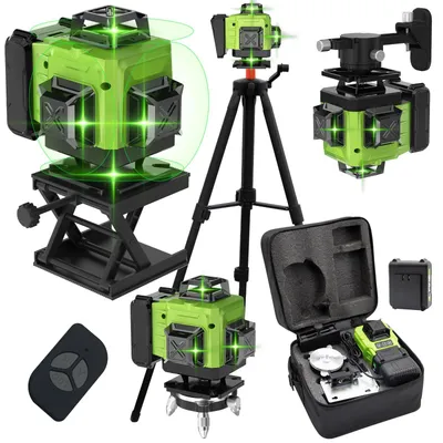 Productafbeelding van Kruislijnlaser met statief, 16 lijnen laserwaterpas IP54, 360° groene zelfnivellerende bouwlaser