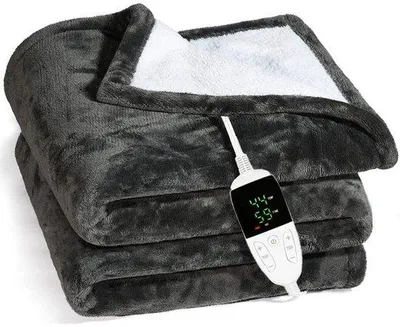 Image de Couverture chauffante électrique - thermostat à 6 niveaux, 5 fonctions de minuterie, protection contre la surchauffe, lavable en machine, 130 x 150 cm, pour canapé