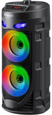 Zdjęcie produktu dla Głośnik Defender Crashboom Bluetooth 16W Mp3/Fm/Sd/Usb/Aux/Tws/Led/Mic/Lcd Karaoke Czarny + Mikrofon + Pilot