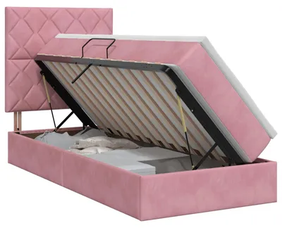 Image de vidaXL Lit avec rangement et matelas Rose 90 x 190 cm Velours