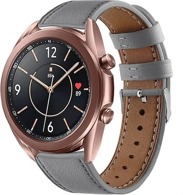Produktbild von Strap-it Samsung Galaxy Watch 3 41mm Lederarmband (Grau)