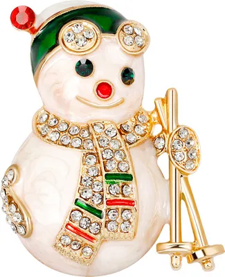 Produktbild von Lady Strass Intarsien Weihnachten Schneemann Emaille Brosche Pin Revers Dekor Weihnachtsgeschenk