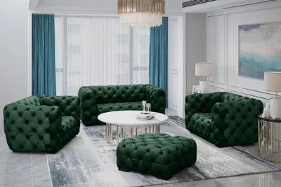 Produktbild von Sofaset Designersofa NATALIE 2-1-1 in Stoff Riviera Grün