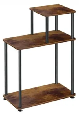 Zdjęcie produktu dla Stolik pomocniczy - stolik kawowy, stolik pomocniczy i półka - 3 półki - metalowa konstrukcja - wysokość 67 cm - proste nogi - kolor brązowy