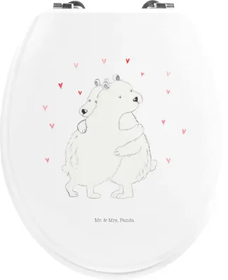 Produktbild von Mr. & Mrs. Panda klo deckel Eisbär Umarmen - Weiß - Geschenk, WC Sitz, bambus toilettensitz, Klobrille, WC-Sitz, Klo-Deckel, Klodeckel, Gute Laune