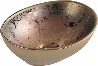 Produktbild von Badezimmer Waschbecken Arbeitsplatte Waschschüssel Oval Gold 40,5x33x14 cm