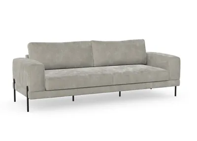Produktbild von Karin 3-Sitzer-Sofa, Massivholzkonstruktion, skandinavischer Stil, Hohe Beine aus Metal, Chenille-Stoff Boston Light Grey