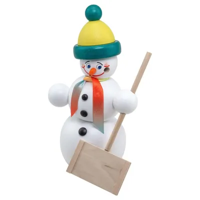Produktbild von Schneemann Schneeschipper (16cm) Räuchermann von Seiffener Volkskunst