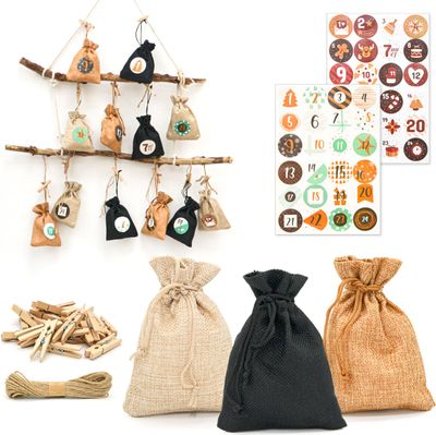 DIY Adventskalender zum Befüllen - 24 Geschenk Säckchen - Komplettes Bastelset