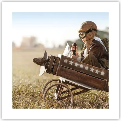 Produktbild von Poster - Poster ohne Rahmen - Kindheit Flugzeug Spielzeug - 40x40 cm - Wand Bild - Wanddeko - Wandbilder - Kunstposter - Wandposter - Bilder - Kunstdruck - Wanddekoration - Wandbild - P2XAC40x40-4469