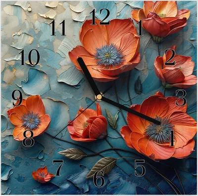 Produktbild von Wanduhr aus Glas mit Motiv Blumenmeer- 30 x 30 cm - inkl. Aufhängesystem