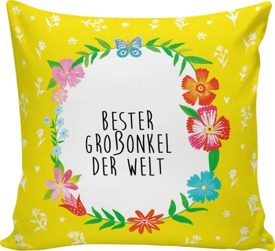 Produktbild von Mr. & Mrs. Panda Dekokissen Sofa Großonkel - Weiß - Geschenk, Kuschelkissen, Sofakissen, 40x40, Deko Kissen, Nichte, Onkel, Neffe, Grossonkel