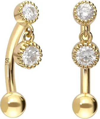 Produktbild von Bauchnabelpiercing 18 Karat Gold Bananabell 2 MOISSANITE