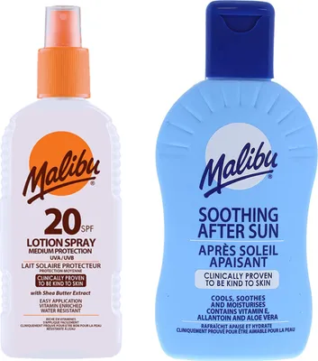 Obrázek produktu pro Vodotěs SPF20 Malibu SPF20 Spray 200ml + Balm po opalování 200 ml