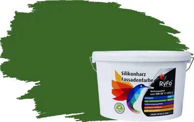 Produktbild von RyFo Colors Silikonharz Fassadenfarbe Lotuseffekt Trend Grüntöne Farngrün 10l - bunte Fassadenfarbe, weitere Grün Farbtöne und Größen erhältlich, Deckkraft Klasse 1