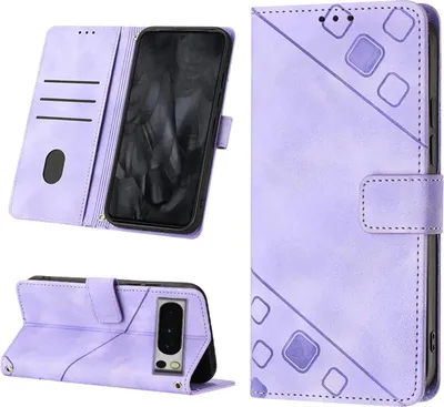 Produktbild von Hülle für Google Pixel 8 Pro Prägung Flip Leder Brieftasche Schutzhülle mit Ständer Lila