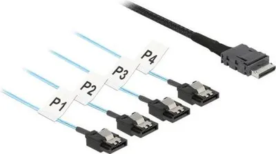 Image de Delock Kabel OCuLink SFF-8611 > 4 x SATA 7 Pin 0,5 m Metall