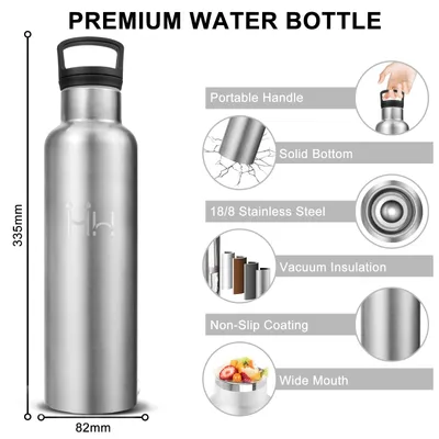 Produktbild von Edelstahl Trinkflasche 1l mit Strohhalm, Wasserflasche, Sportflasche