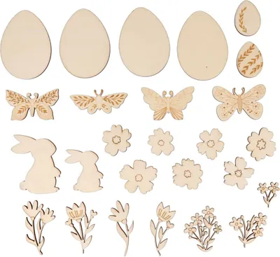 Produktbild von 26 Mini-Ostersilhouetten aus Holz
