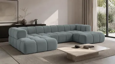 Produktbild von Kaiser Möbel Ecksofa U-Form, Veloursstoff Bluvel, Blaugrau, Averro U XL