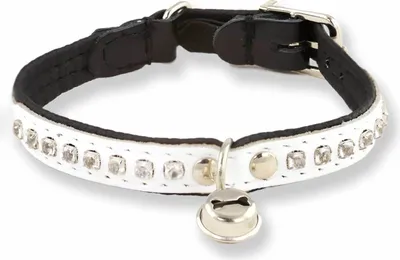 Produktbild von Monkimau Katzenhalsband aus Leder mit Glöckchen und Strass-Steinen