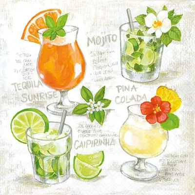 Produktbild von Cocktail Servietten 25 x 25 cm – 3-lagig – 20 Servietten pro Packung